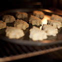 8485   Christmas cookies baking inside an oven