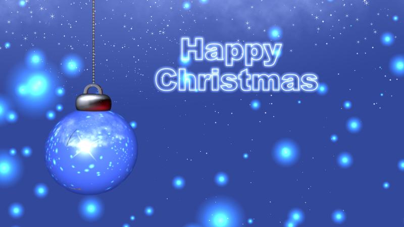 <p>Happy Christmas festive design with text and bauble render.</p>
