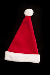 10568   Red and White Christmas Hat on Black Background
