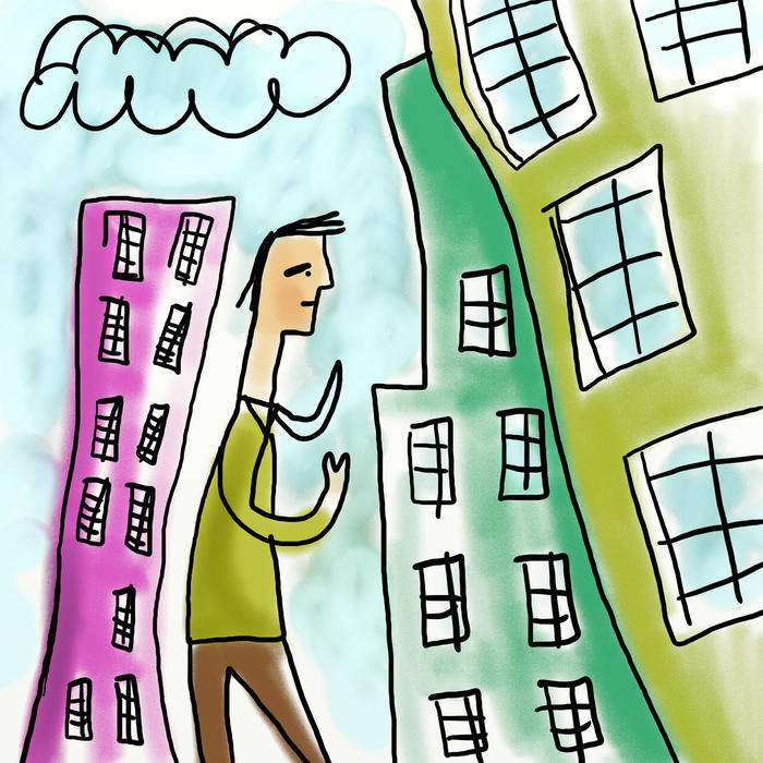 <p>City guy doodle painting.</p>