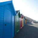 7840   Brightly coloured beach huts, Whitby West Cliff