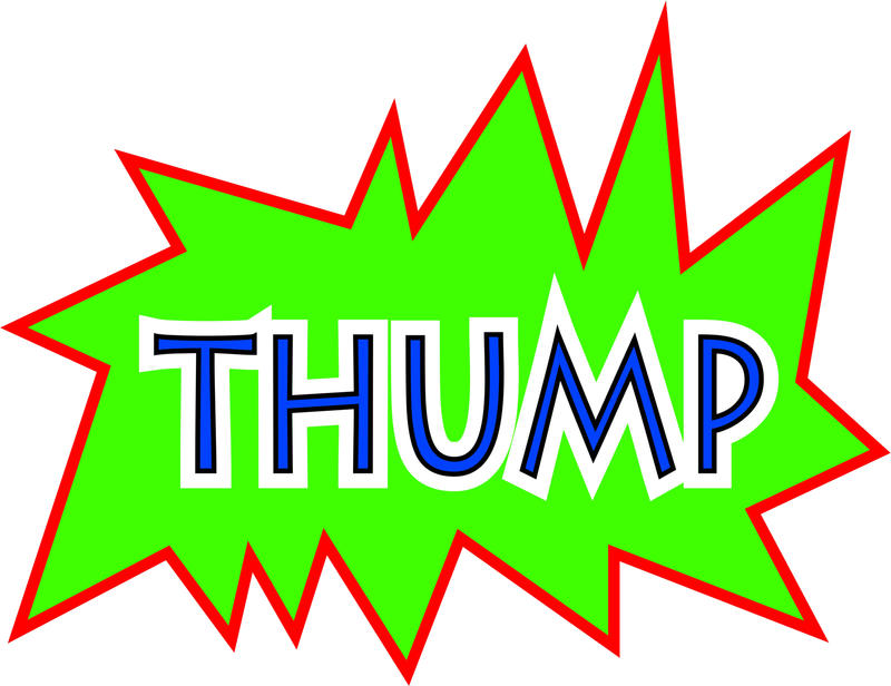 <p>Comic thump sound effect clip art illustration.</p>
