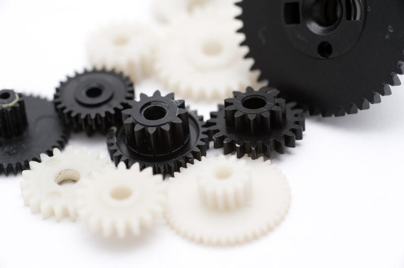 Close Black and White Assorted Gear Wheels for Teamwork Concept Design