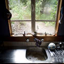 8276   Cottage kitchen with a garden view