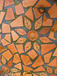 10914   Irregular Terracotta Tiles with Flower Design