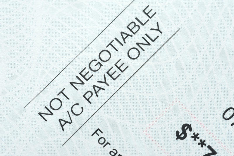 Not negotiable pre-printed cheque for payment to the account of the designated payee only