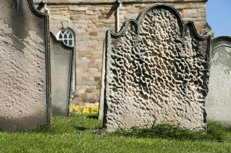 Gravestones at St Marys Church in Whitby which was used as the setting for Bram Stokers novel on Dracula