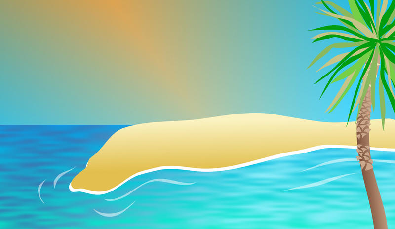 <p>Exotic beach clip art illustration.</p>
