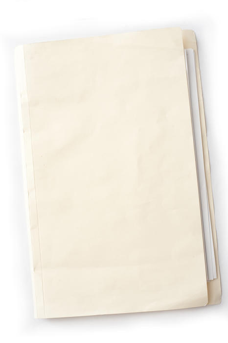 Close up Off White Folder with Files Inside Emphasizing Copy Space at the Cover, Isolated on White Background.