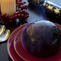 8643   Flaming Christmas pudding served at the table