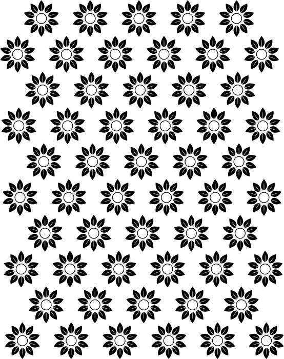 <p>Black and white daisy repeat pattern clip art illustration.</p>