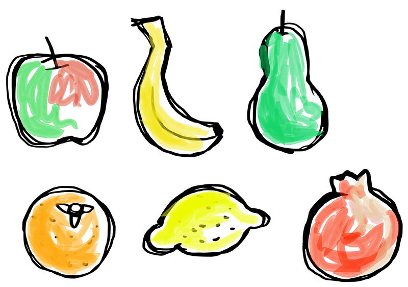 <p>Roughly sketch hand painted fruit set.</p>
