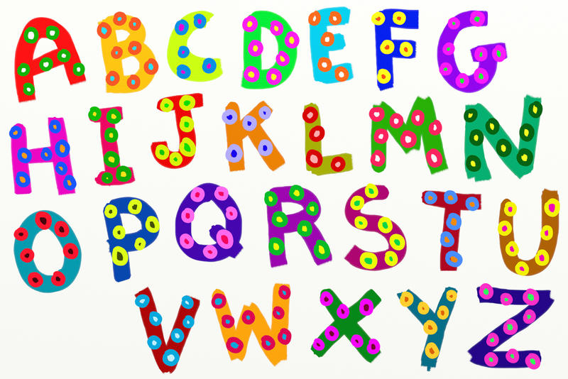 <p>Funky hand painted alphabet clip art illustration.</p>
