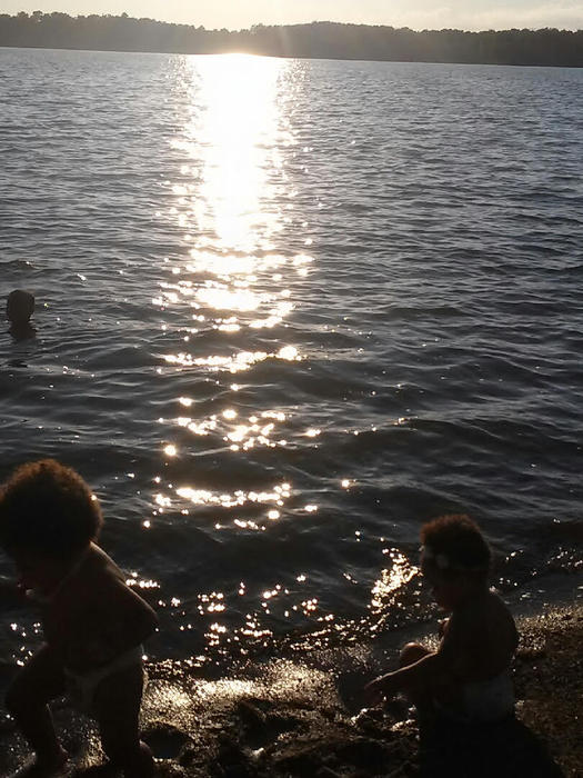 <p>Twins in the water</p>