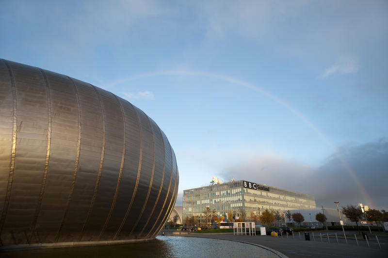 glasgow imax cinema and bbc scotland under a rainbow