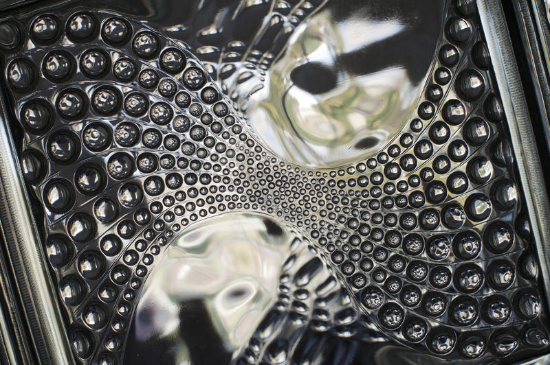 Close Up Architectural Design Detail of Glass Block with Swirling Bubble Pattern