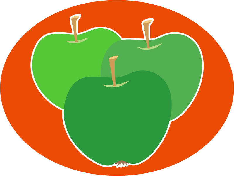 <p>Three apples clip art illustration.</p>