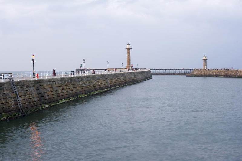 Sheltered water in Whitby harbour inside the breakwater piers