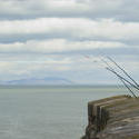 7747   Fishing rods on a sea wall