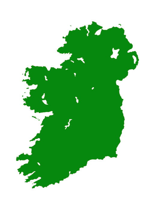 a map of ireland in green on a white background