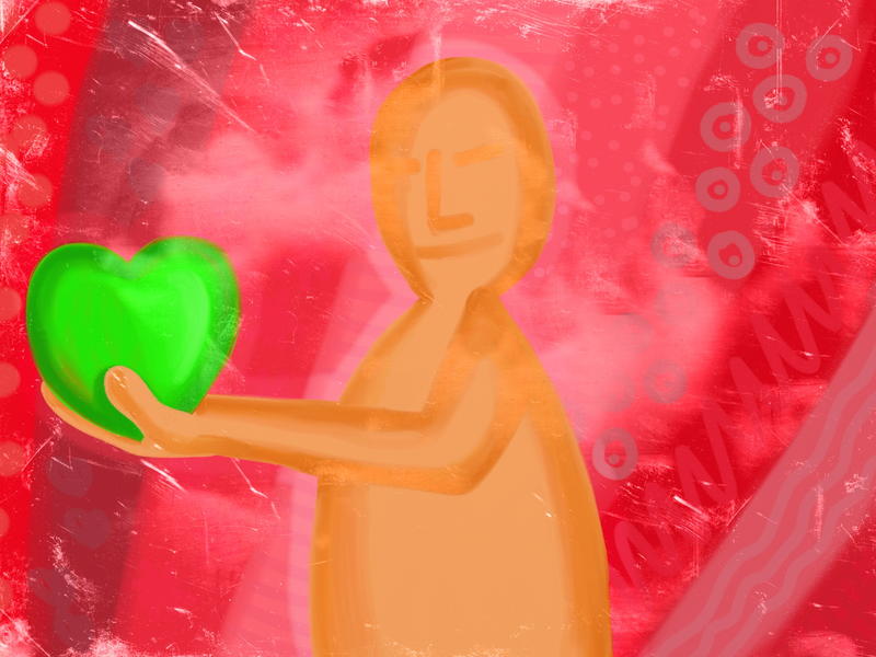 <p>A man with a jealous heart painting.</p>