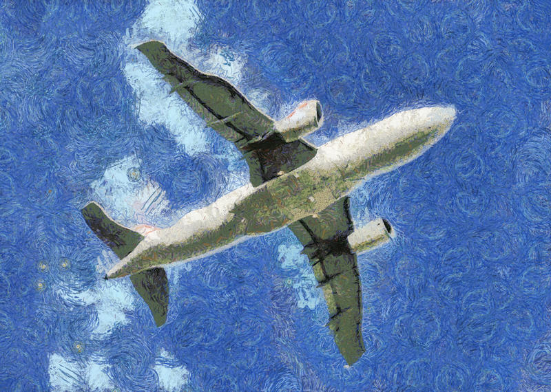 <p>Jumbo jet painting clip art illustration.</p>
