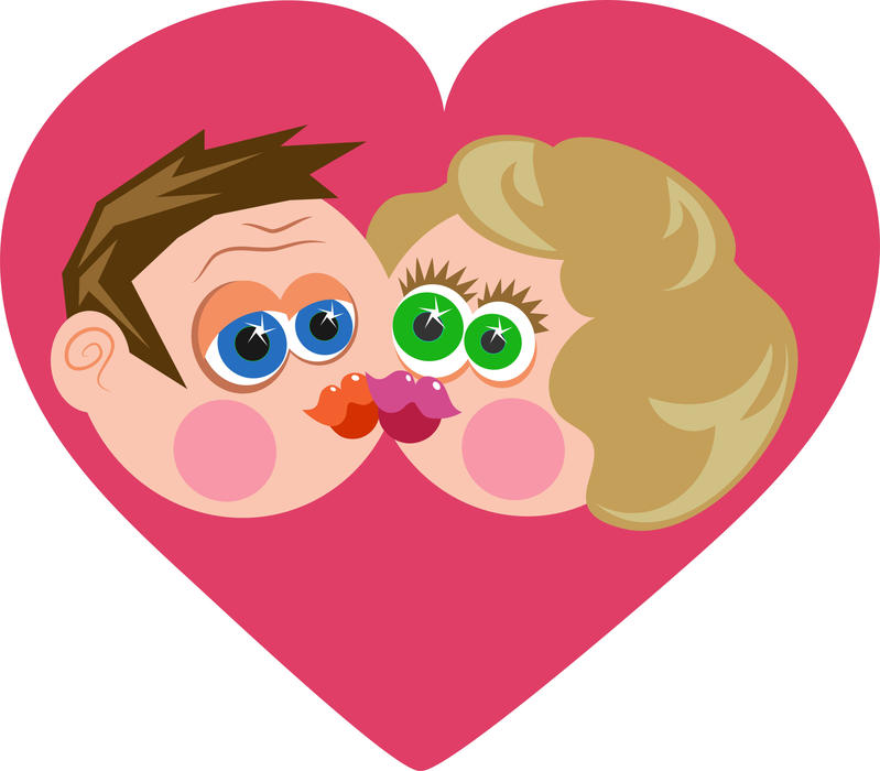 <p>Kissing couple clip art illustration.</p>

