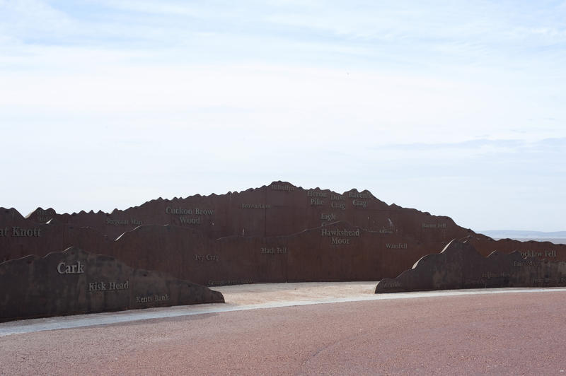 Lake District Hills sculpture on the beach at Morecambe, Lancashire