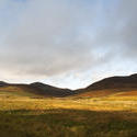 10944   Grassy Landscape with Hills Under Stormy Sky