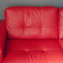 10662   Elegant Red Leather Sofa at the Living Room