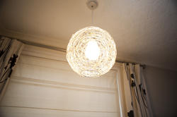 10645   Hand knitted wicker rattan ball pendant light