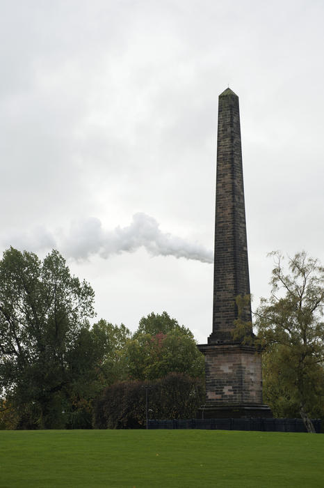 Nelson Monument, Glasgow Green, Glasgow was the first monument to be located in Glasgow Green and is dedicated to Horatio, Viscount Nelson after the victory at Trafalgar