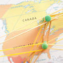 10738   North America Links Concept Using Map and Pins