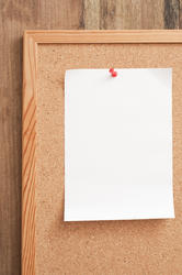 10821   Blank White Paper Pinned on Notice Board