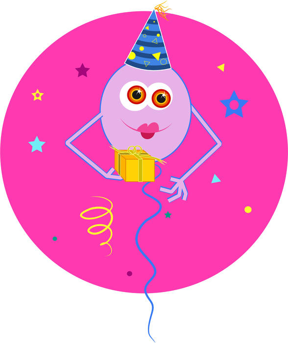<p>Cartoon birthday party balloon clip art illustration.</p>
