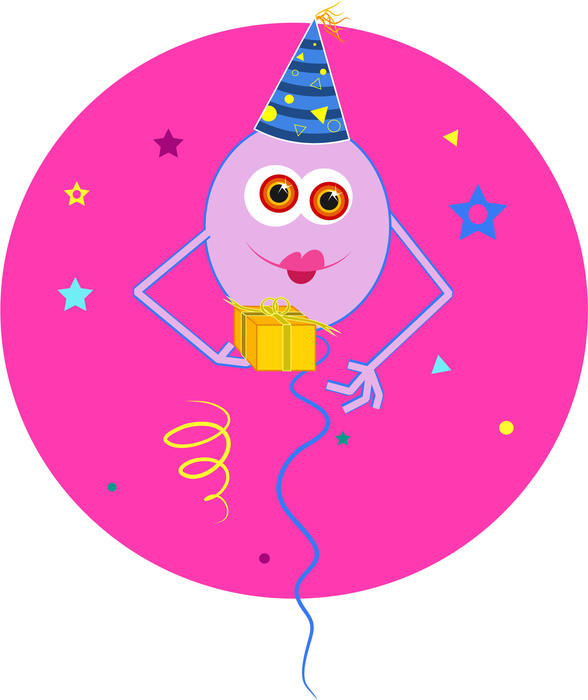 <p>Cartoon birthday party balloon clip art illustration.</p>