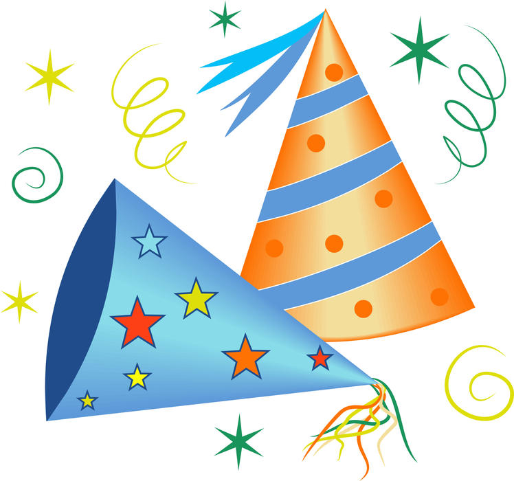 <p>Birthday party hats clip art illustration.</p>
