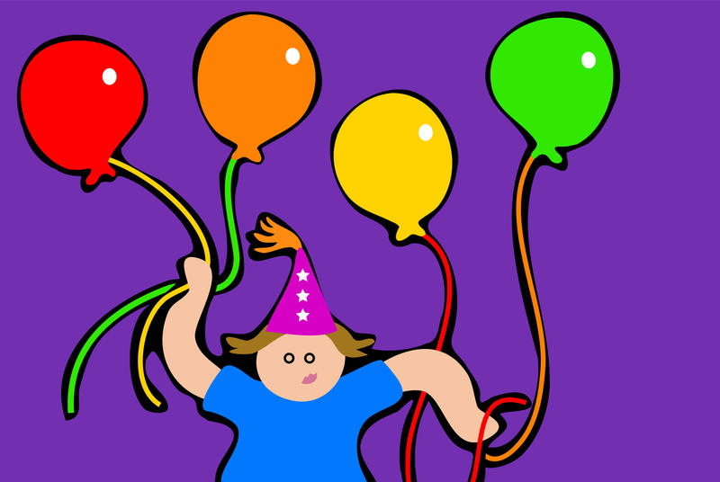 <p>Cartoon party balloon kid clipart.</p>