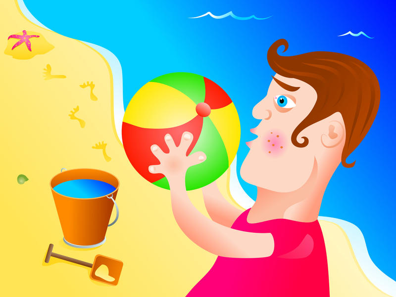 <p>Cartoon beach boy illustration.</p>