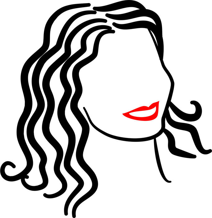 <p>Simple line drawing of a pretty smiling woman.</p>