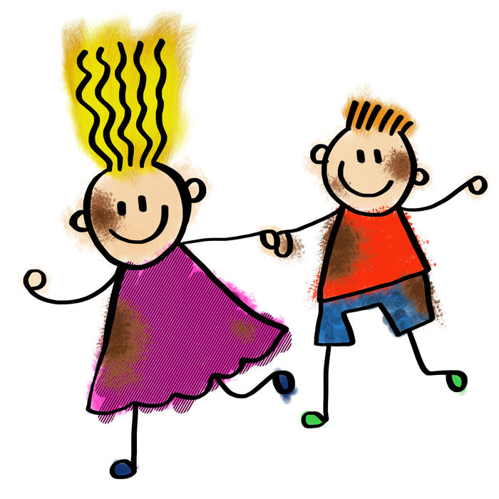 <p>Little children playing together clipart.</p>