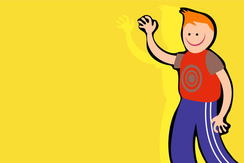 <p>Boy waving hello or goodbye.</p>