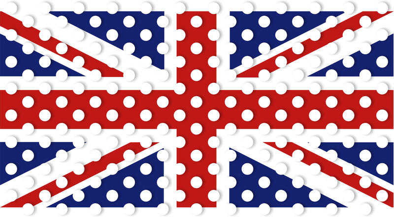 <p>United Kingdom Union Jack polka dot flag illustration.</p>