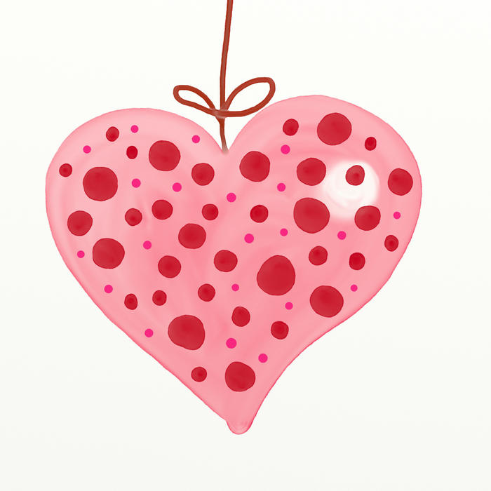 <p>Painted polka dot love heart clip art illustration.</p>

