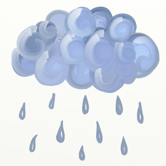 <p>Painted raining cloud clip art illustration.</p>