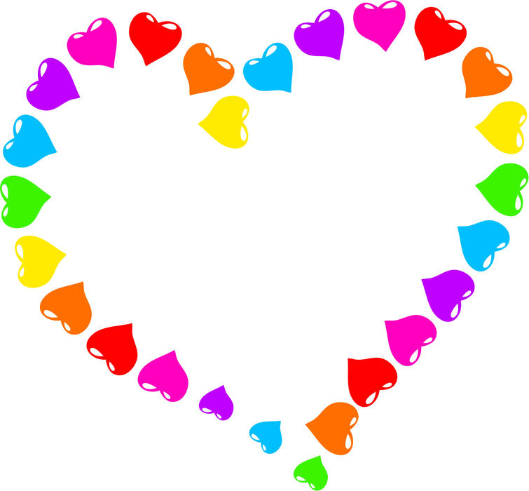 <p>Rainbow love heart shape clip art illustration.</p>
