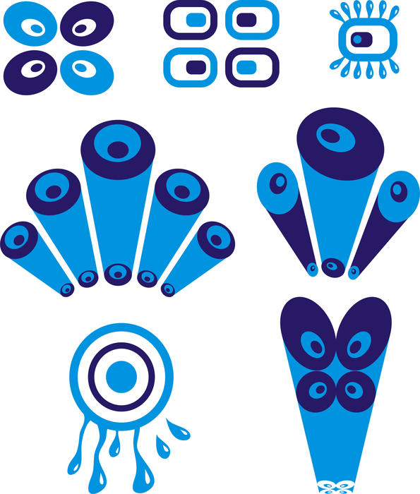 <p>Blue retro icon shapes.</p>