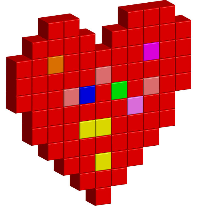 <p>Red pixel love heart shape.<br />
&nbsp;</p>
