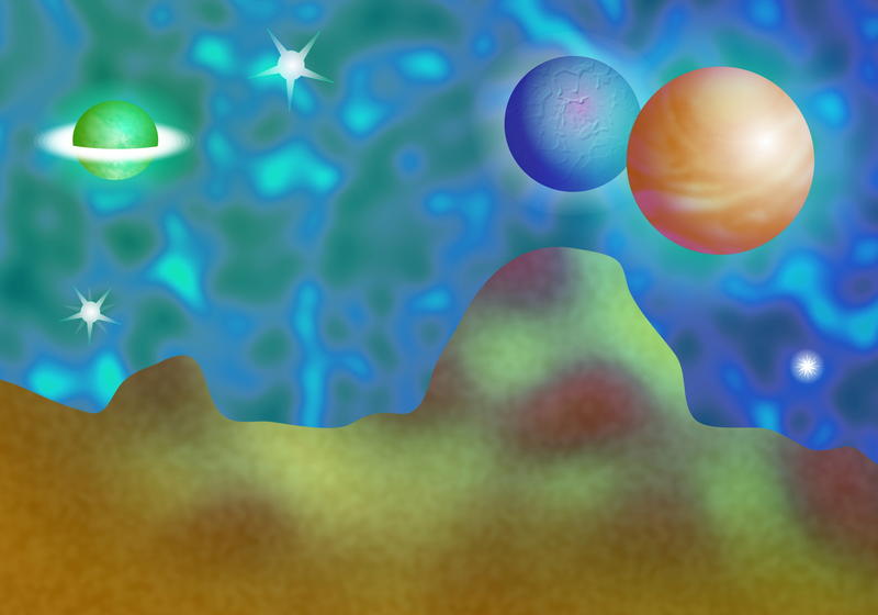<p>Surreal outer space backdrop clip art illustration.</p>
