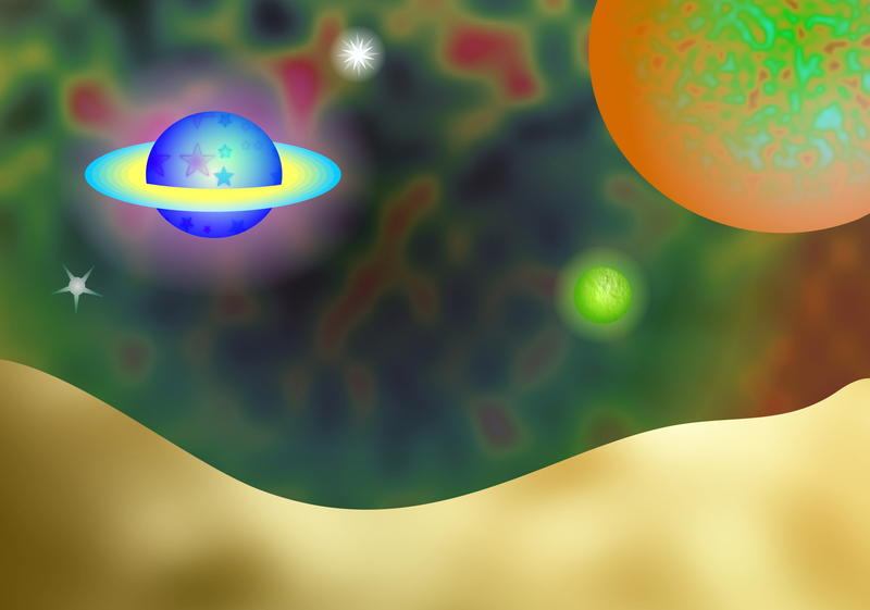 <p>Surreal outer space backdrop clip art illustration.</p>